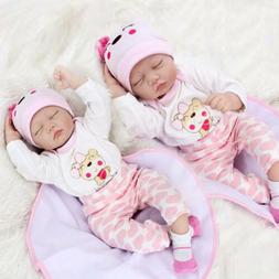 Reborn Baby Doll Newborn Lifelike Silicone Twins Sleeping Gi