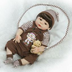 22'' Eyes Open Baby Doll Boy Full Body Silicone Lifelike Reb