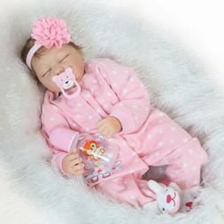 22"Reborn Baby Doll  Lifelike Handmade  Silicone Vinyl Sleep