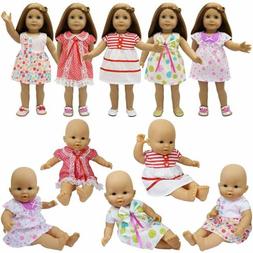 5 Sets Dresses Girl Doll Clothes for 14-16 Inch Baby Doll Am