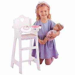 Badger Basket White Doll High Chair with Plate, Bib, and Spo