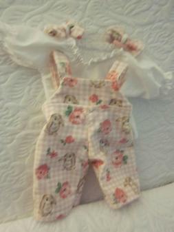 Baby Stella doll clothes/15 inch/pink bunny overalls/blouse/