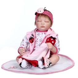 Cute Vinyl Silicone Toy Baby Reborn Doll Closed Eyes Sleepin