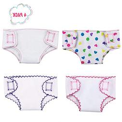 DC-BEAUTIFUL 4 Pack Baby Diapers Doll Underwear for 14-18 In
