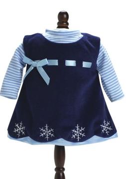 & More! Baby Doll Clothes Navy Dress, Shirt & Gift Bag