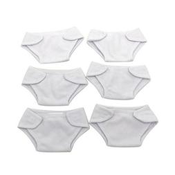 Baby Doll Toy 6 Pack Fabric Diapers, White