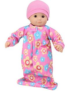 15 Inch Fleece Print Sleeper Sack & Pink Hat fit for Bitty B