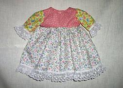 HANDMADE DRESS FOR AMERICAN GIRL & 18" LAVENDAR FLOWERS VINT