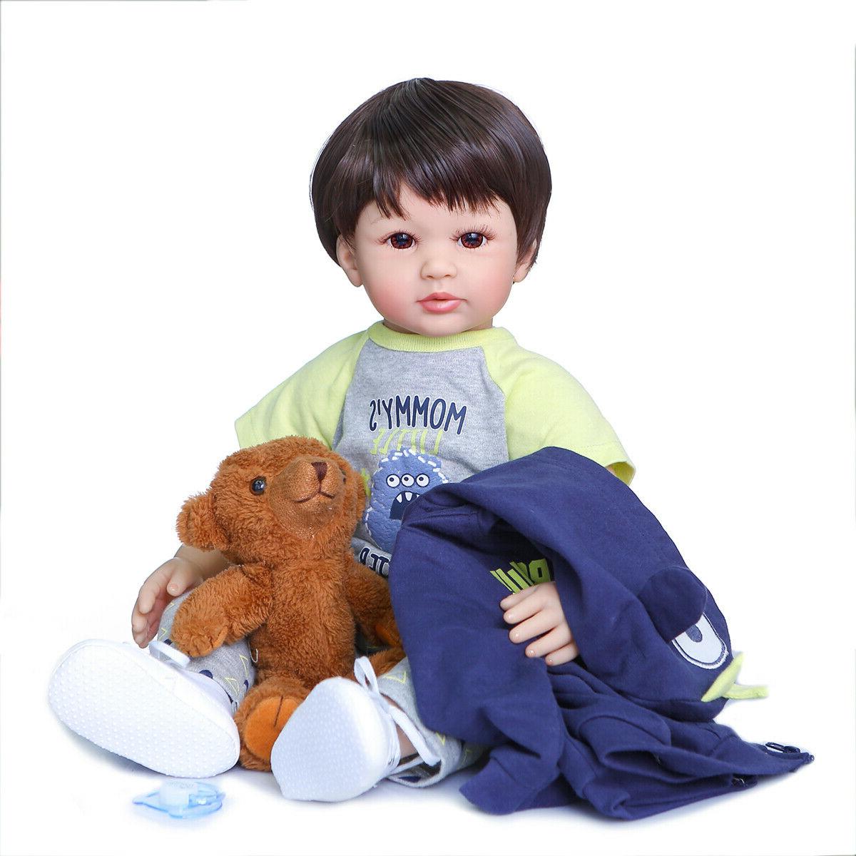 Reborn Baby Boy Lifelike Size Weighted Toddler Boy Doll Sili