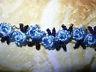 5y mini Blue Rosebuds / Black Leaves Venise Lace Trim Doll B