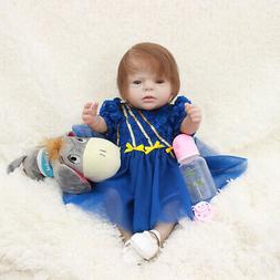 Lifelike 20inch Newborn Baby Girl Doll with Dark Blue Dress 