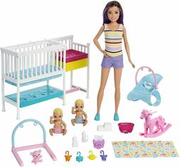 Barbie Nursery Playset with Skipper Babysitters Doll, 2 Baby