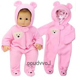Pink Bear Costume Sleeper Snowsuit for Baby 15 inch Doll Clo