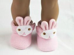 Pink Bunny Slippers For 18" or 15" American Girl Bitty Baby 