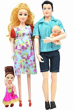 Mishine Pregnant Doll,A Family of Four,Have a Baby in Her Tu