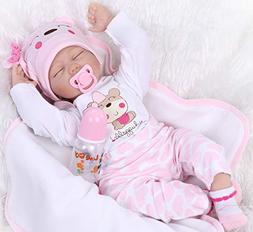 Pinky 22Inch 55cm Lifelike Reborn Baby Girl Doll Soft Silico