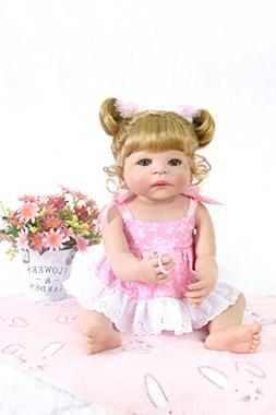 PURSUEBABY Full Body Reborn Baby Girl Doll with Blonde Hair 