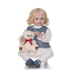 Realistic Baby Girl Doll Blonde Hair Soft Silicone Kid 28"