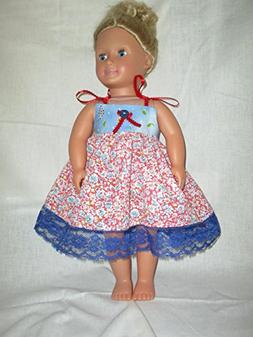 RETRO FLORAL VINTAGE RED BLUE WHITE FABRIC USED IN THIS HAND