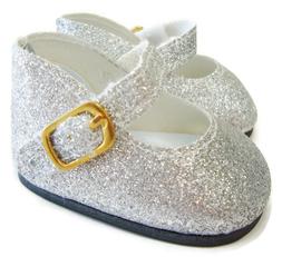Silver Glitter Shoes for Bitty Baby Doll Clothes 2 5/8 by 1 