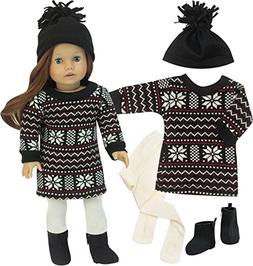 Sophia's Sweater Dress Set for 18 In Dolls, Stylish Black Fa