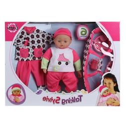 TALKING DOLL Baby Set with Carrier Clothes Accessories Littl