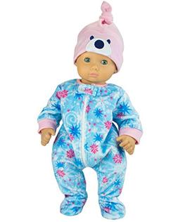 Winter Doll Pajamas for 15 Inch Dolls, 2 Piece Snowflake Sle